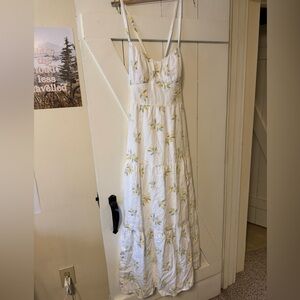 Hollister White and Yellow Floral with Lemon Details Maxi Dress